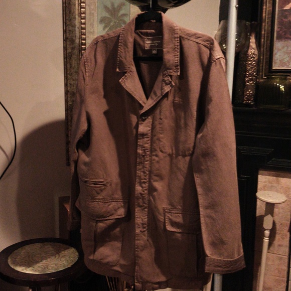 FINAL PRICE Banana Republic Chocolate Garment Dye Shirt Jacket Cargo Pockets Lg - Picture 4 of 13